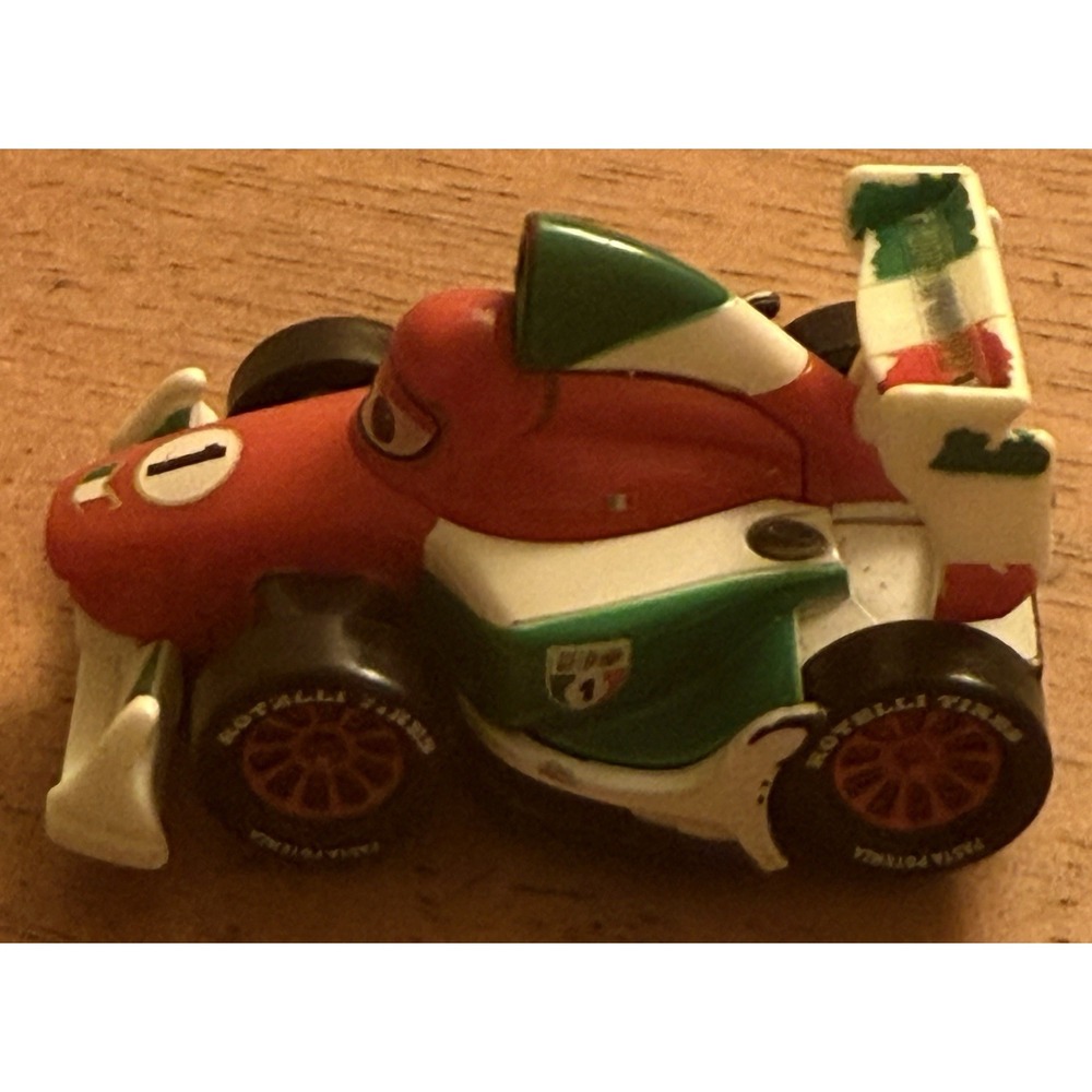 Disney Pixar Car Green, Red & White Grand Prix Race Car‎ #1  Loose